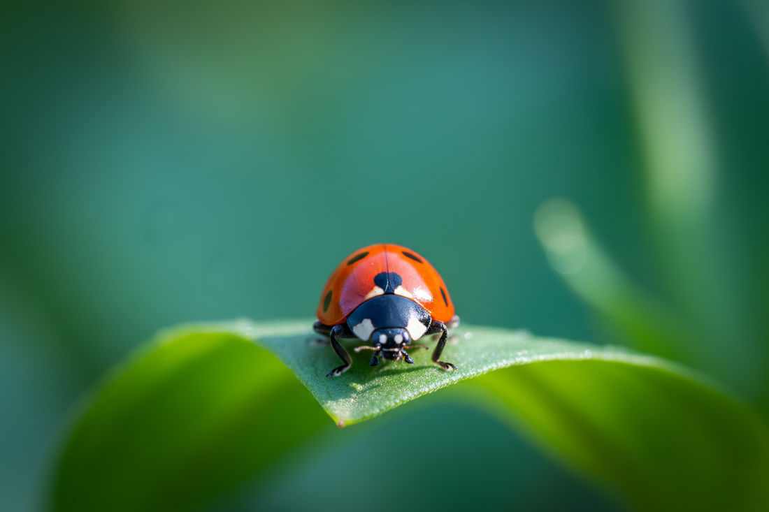 Coccinella su foglia verde - insetto utile nella difesa biologica SVT